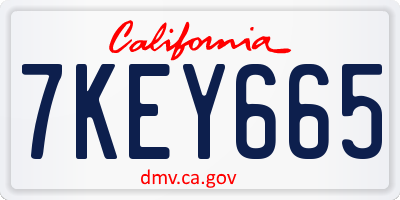 CA license plate 7KEY665
