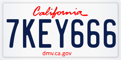 CA license plate 7KEY666