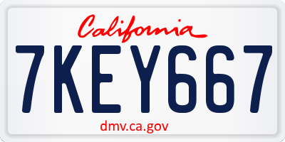 CA license plate 7KEY667