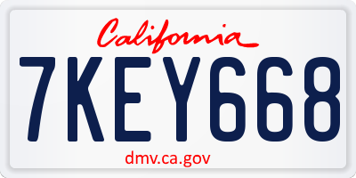 CA license plate 7KEY668