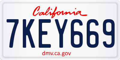 CA license plate 7KEY669