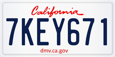 CA license plate 7KEY671