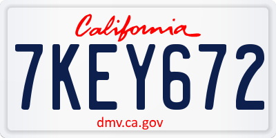 CA license plate 7KEY672