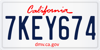 CA license plate 7KEY674