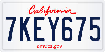 CA license plate 7KEY675