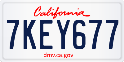 CA license plate 7KEY677