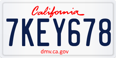 CA license plate 7KEY678
