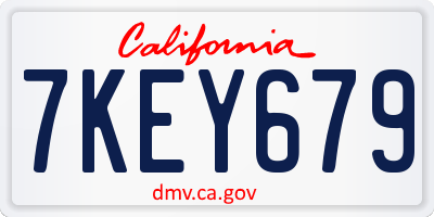 CA license plate 7KEY679