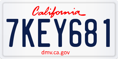 CA license plate 7KEY681