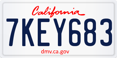 CA license plate 7KEY683