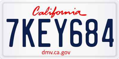 CA license plate 7KEY684