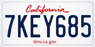 CA license plate 7KEY685