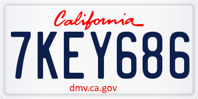 CA license plate 7KEY686