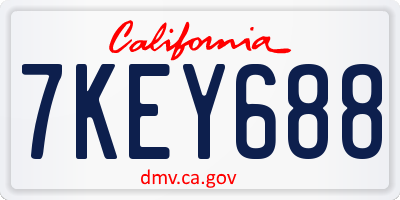 CA license plate 7KEY688