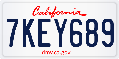 CA license plate 7KEY689
