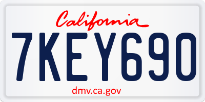 CA license plate 7KEY690
