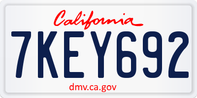CA license plate 7KEY692