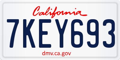 CA license plate 7KEY693