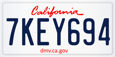 CA license plate 7KEY694