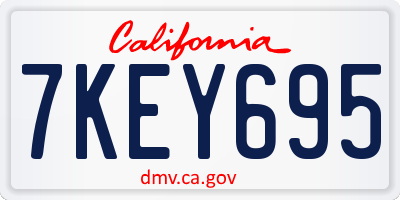 CA license plate 7KEY695