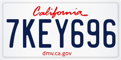 CA license plate 7KEY696