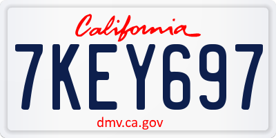 CA license plate 7KEY697