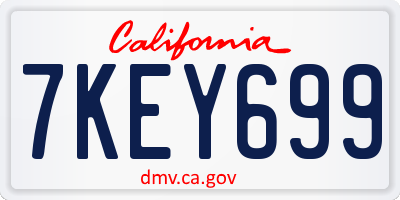 CA license plate 7KEY699