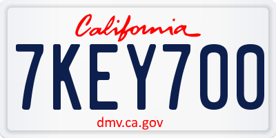 CA license plate 7KEY700