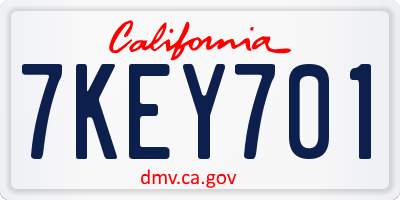 CA license plate 7KEY701