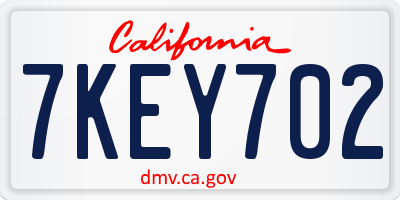 CA license plate 7KEY702
