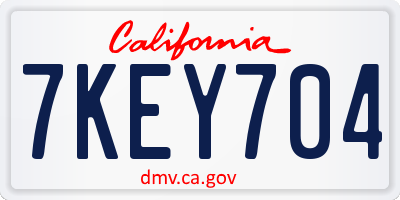 CA license plate 7KEY704