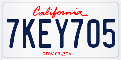 CA license plate 7KEY705