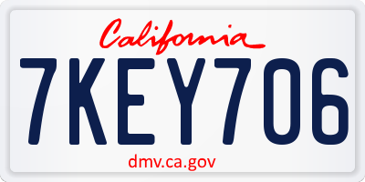 CA license plate 7KEY706