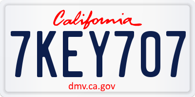 CA license plate 7KEY707
