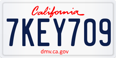 CA license plate 7KEY709