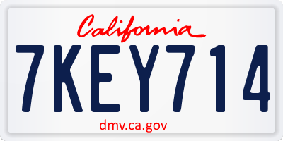 CA license plate 7KEY714