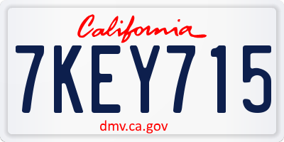 CA license plate 7KEY715