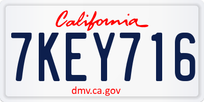 CA license plate 7KEY716