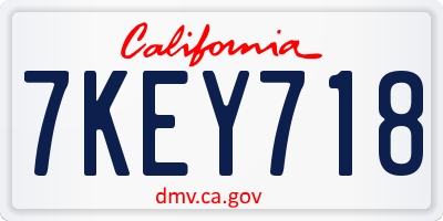 CA license plate 7KEY718