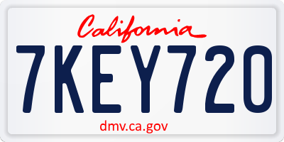 CA license plate 7KEY720