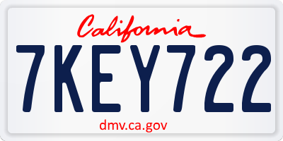 CA license plate 7KEY722