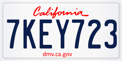 CA license plate 7KEY723