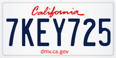 CA license plate 7KEY725
