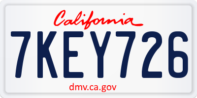 CA license plate 7KEY726