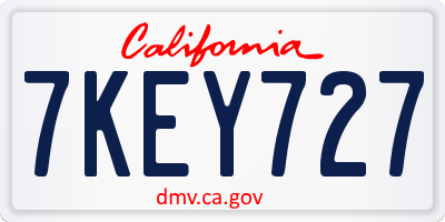 CA license plate 7KEY727