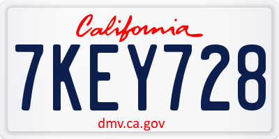 CA license plate 7KEY728