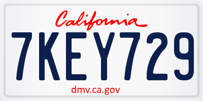 CA license plate 7KEY729