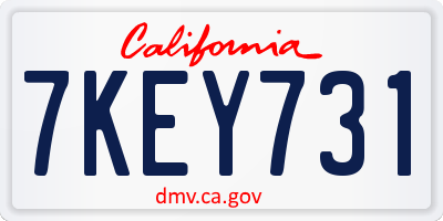 CA license plate 7KEY731