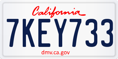 CA license plate 7KEY733