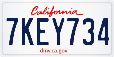 CA license plate 7KEY734